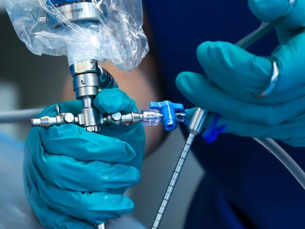 iLESSYS® Biportal by joimax® biportal interlaminar surgical approach performed with endoscope and forceps of iLESSYS® Biportal by joimax®.